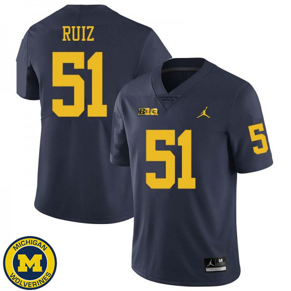 Mens Michigan Wolverines #51 Cesar Ruiz Navy Jordan Brand Football Jersey